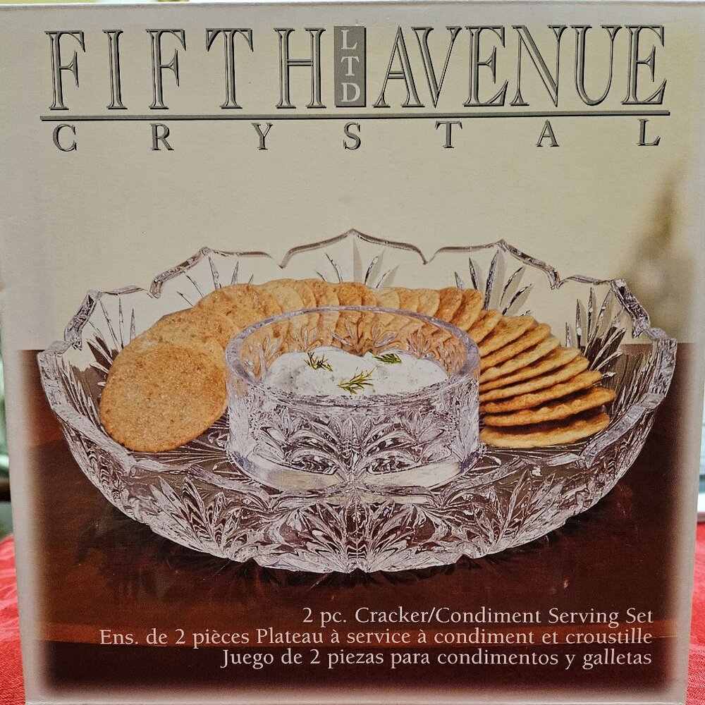 Crystal 2 Piece Cracker/Condiment Serving Set by Fifth Avenue Crystal